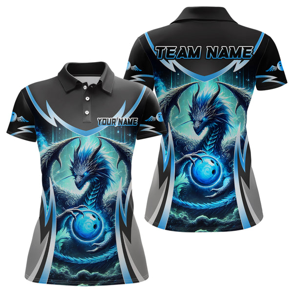 Blue Lightning Dragon Bowling shirts for Women Custom team bowling jerseys, gifts for bowler NQS9272