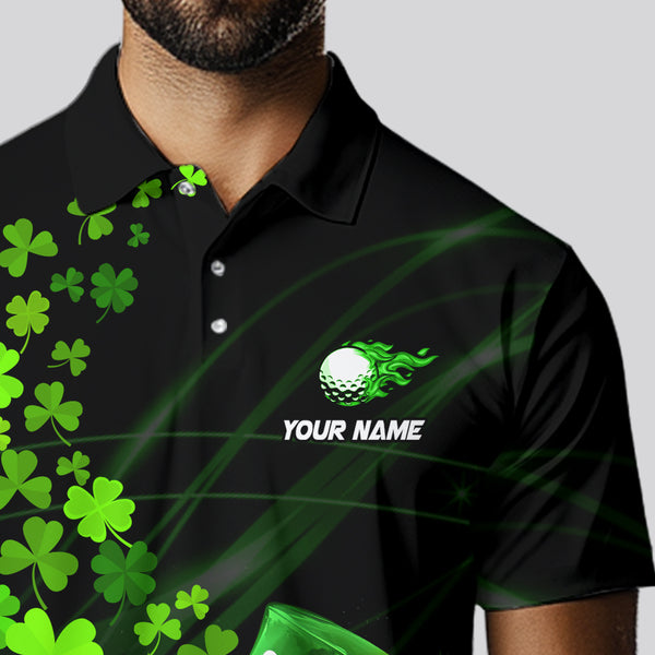 Green shamrock Lucky Mens Golf Polo Shirts Custom St Patrick day clover golf team jerseys NQS9457
