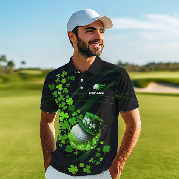 Green shamrock Lucky Mens Golf Polo Shirts Custom St Patrick day clover golf team jerseys NQS9457