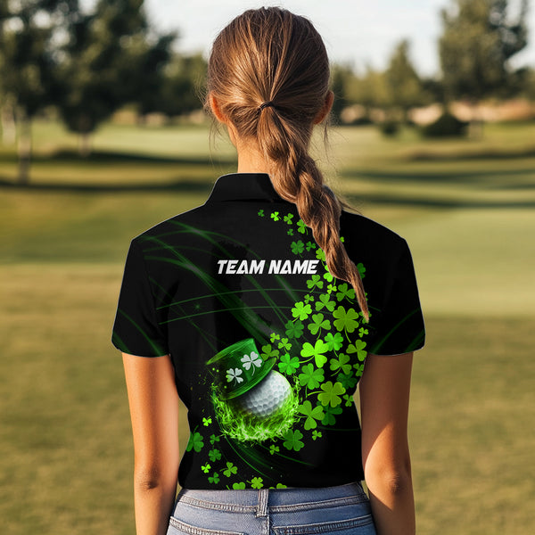 Green shamrock Lucky Womens Golf Polo Shirts Custom St Patrick day clover golf team jerseys NQS9457
