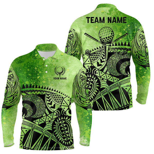 Mens golf polo shirts custom name tribal pattern men's golf polos, best mens golf wears | Green NQS6928