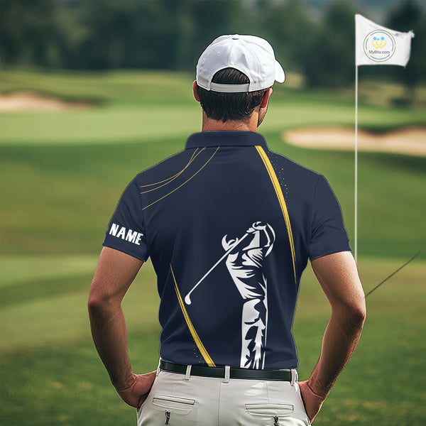 Personalized Golf polo shirts for men Custom mens golf outfits, unique golf gifts | Navy NQS10202