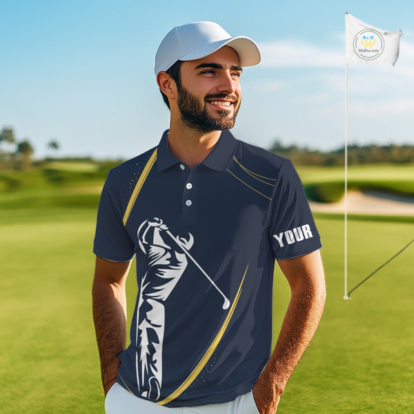 Personalized Golf polo shirts for men Custom mens golf outfits, unique golf gifts | Navy NQS10202