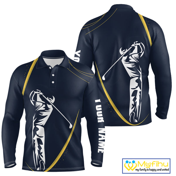 Personalized Golf polo shirts for men Custom mens golf outfits, unique golf gifts | Navy NQS10202