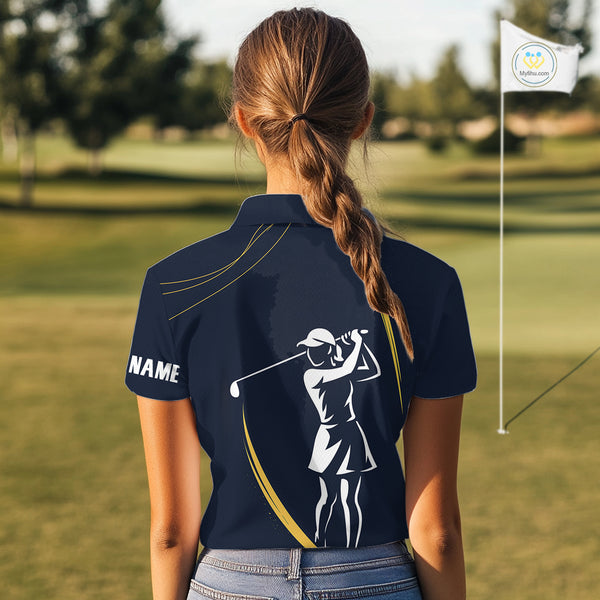 Personalized Golf polo shirts for Women Custom ladies golf outfits, unique golf gifts | Navy NQS10202