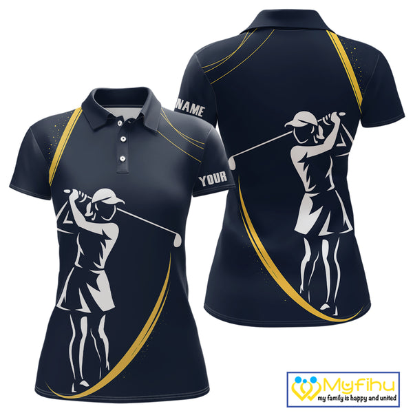 Personalized Golf polo shirts for Women Custom ladies golf outfits, unique golf gifts | Navy NQS10202