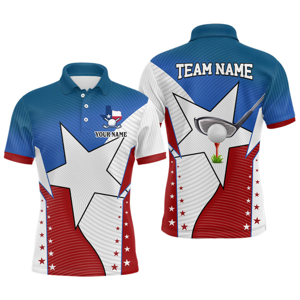 Texas flag retro Mens golf polo shirts custom golf apparel for team men, gifts for golf lovers NQS7400