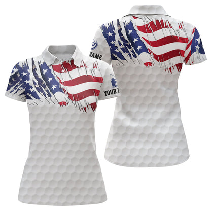 American Flag white Women Golf Polo Shirts Custom patriotic womens top, unique polo shirts NQS7744