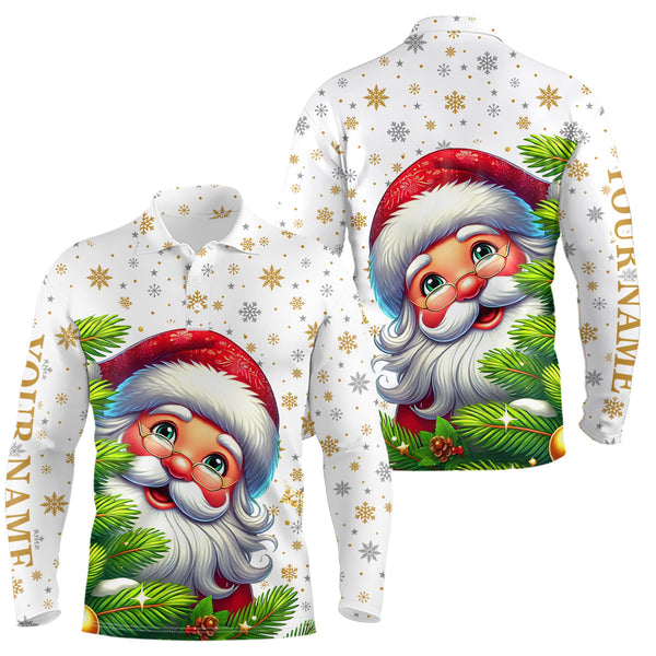 Funny Christmas tree Mens golf polo shirts custom Santa golf Christmas pattern golf attire for men NQS6777