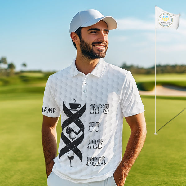 Black and White Mens golf polo shirt custom It's in my DNA coffee golf wine mens golf outfit NQS10390