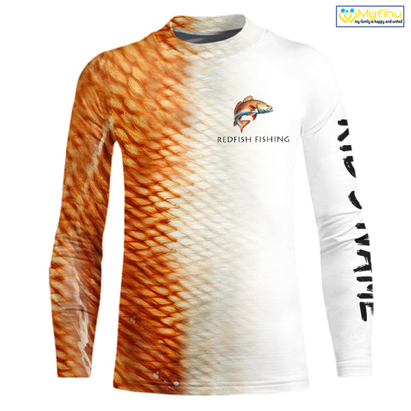 Personalized Red Scales Performance Redfish Fishing Shirts, custom Redfish fishing tournament jerseys NQS10239