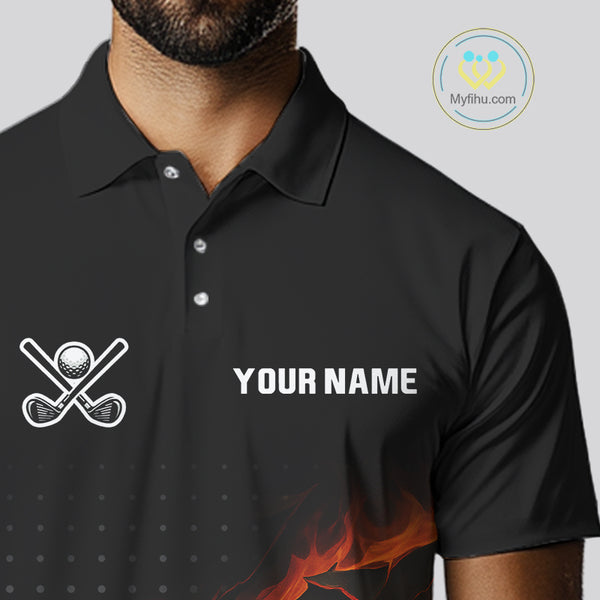 Flame Broken Golf Ball Custom Men golf polo shirt, personalized cool golf outfit for men NQS10101