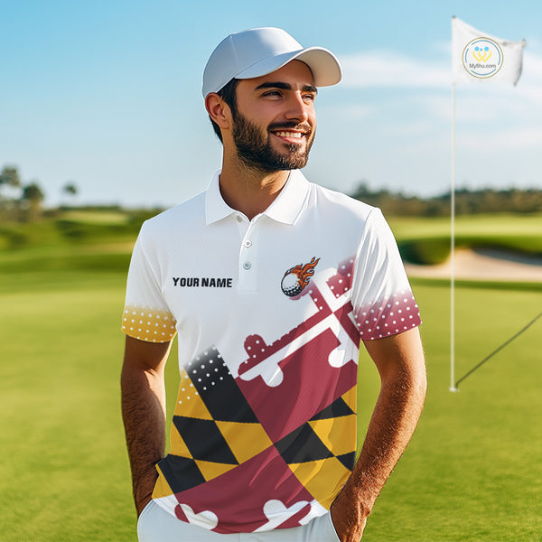 Maryland Flag Men golf polo shirt Custom patriotic golf outfit for men NQS10105