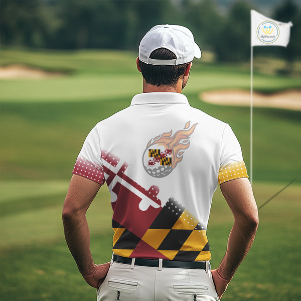 Maryland Flag Men golf polo shirt Custom patriotic golf outfit for men NQS10105
