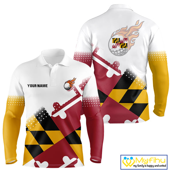 Maryland Flag Men golf polo shirt Custom patriotic golf outfit for men NQS10105