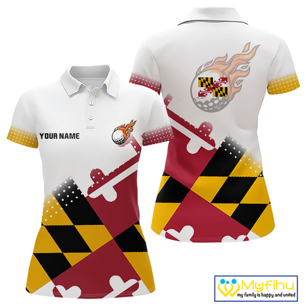Maryland Flag Women golf polo shirt Custom patriotic golf outfit for ladies NQS10105