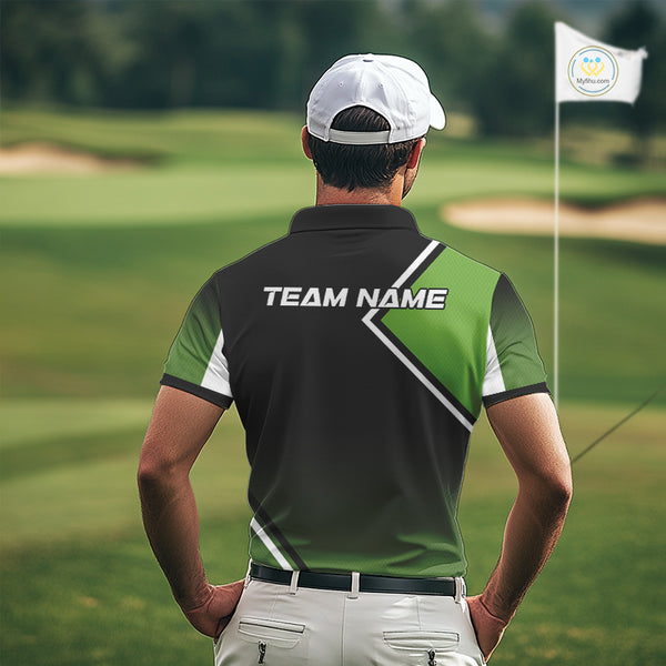 Green and Black Mens Golf Polo Shirts Custom golf clothes for men, gifts for the golfer NQS10249
