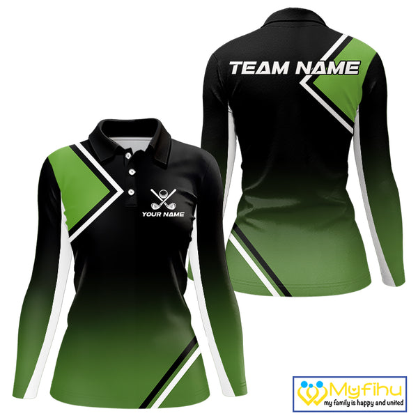 Green and Black Women Golf Polo Shirts Custom golf clothes for ladies, gifts for the golfer NQS10249