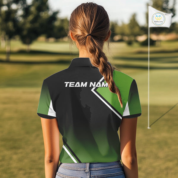 Green and Black Women Golf Polo Shirts Custom golf clothes for ladies, gifts for the golfer NQS10249