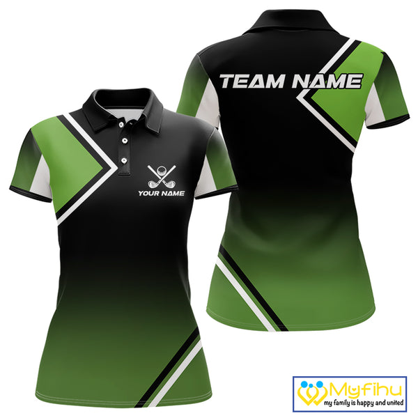 Green and Black Women Golf Polo Shirts Custom golf clothes for ladies, gifts for the golfer NQS10249