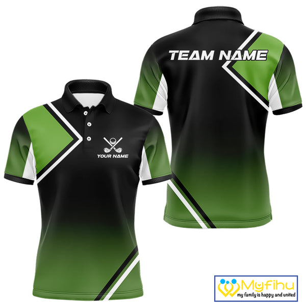 Green and Black Mens Golf Polo Shirts Custom golf clothes for men, gifts for the golfer NQS10249