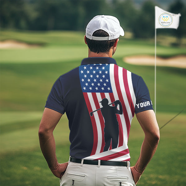 American Flag Mens golf polo shirt custom men's patriotic polo shirts, best golf shirts for men NQS10253