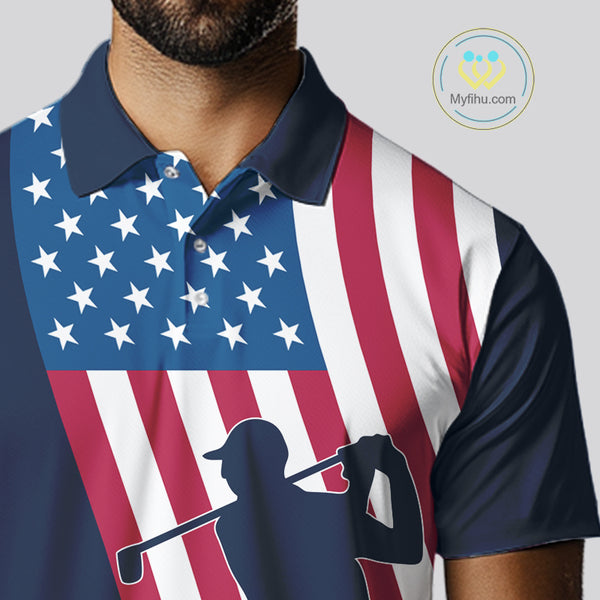 American Flag Mens golf polo shirt custom men's patriotic polo shirts, best golf shirts for men NQS10253
