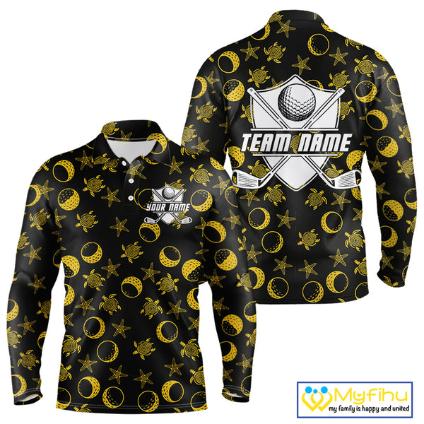 Black and Gold golf pattern Men golf polo shirts Custom best mens golf wear, personalized golf gifts NQS10130