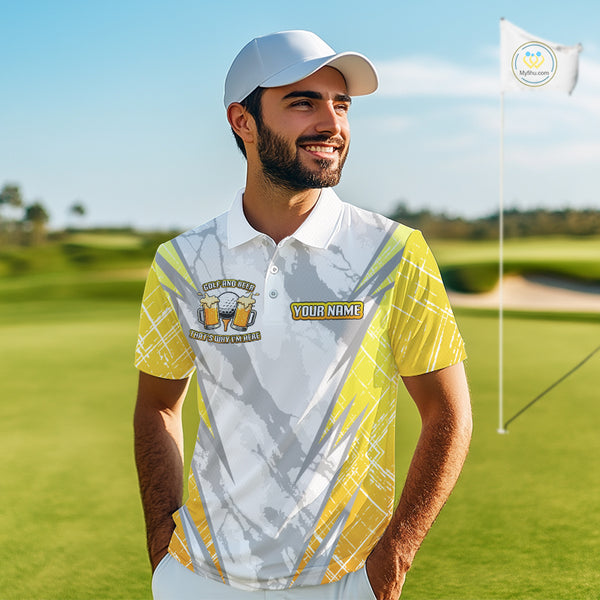 Golf and beer That's why I'm here Funny Men golf polo shirts Custom Team Golf beer shirt for men NQS10133
