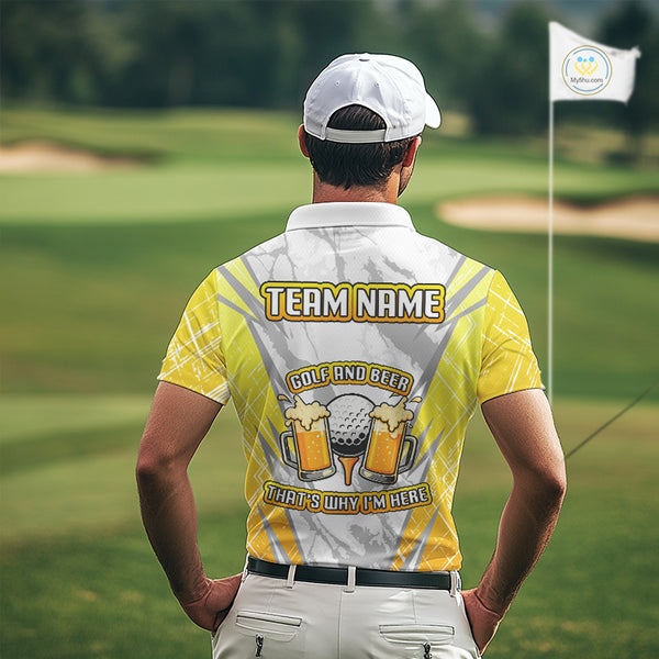 Golf and beer That's why I'm here Funny Men golf polo shirts Custom Team Golf beer shirt for men NQS10133