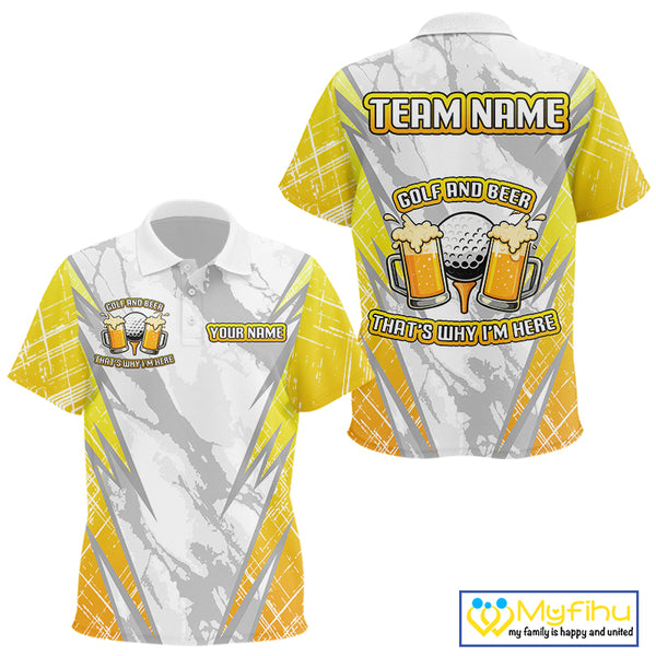 Golf and beer That's why I'm here Funny Kid golf polo shirts Custom Team Golf shirt for kid NQS10133