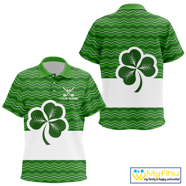 Green shamrock Lucky Kid polo golf shirts Custom St Patrick Day team golf jerseys NQS10508