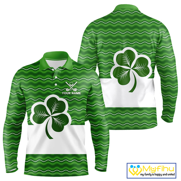 Green shamrock Lucky Mens polo golf shirts Custom St Patrick Day team golf jerseys NQS10508