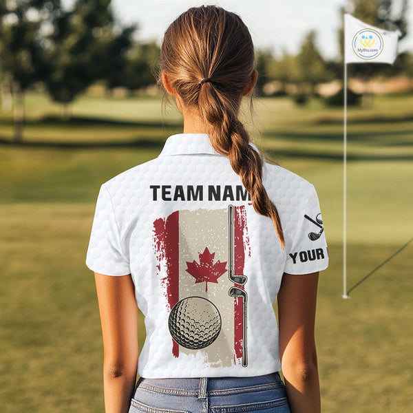 Personalized vintage Canadian Flag Women golf polo shirts Custom Patriotic Golf outfit For ladies NQS10182