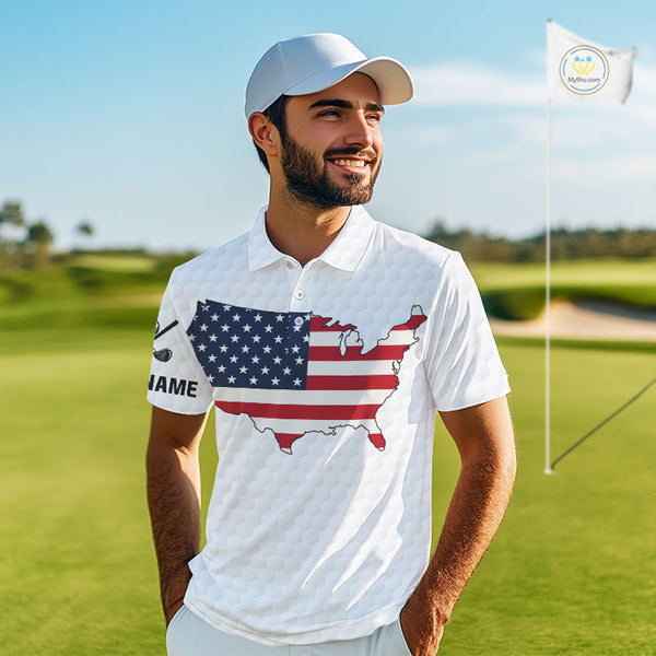 Personalized American Flag Men golf polo shirts Custom Patriotic Golf outfit For men NQS10183