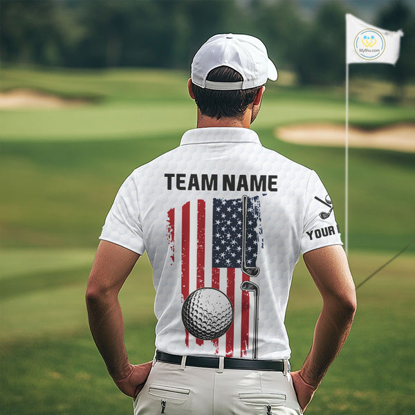 Personalized American Flag Men golf polo shirts Custom Patriotic Golf outfit For men NQS10183