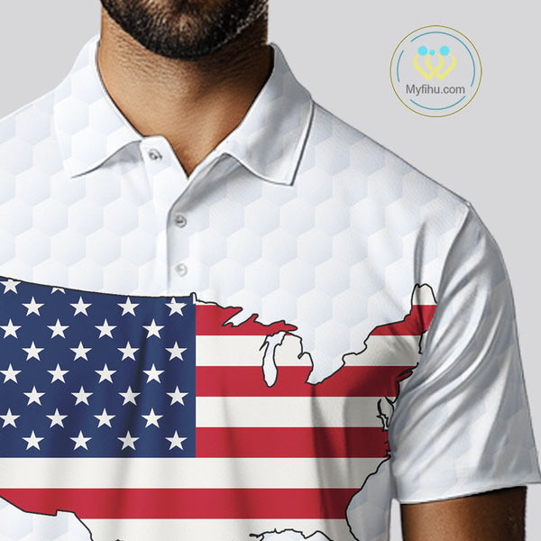 Personalized American Flag Men golf polo shirts Custom Patriotic Golf outfit For men NQS10183
