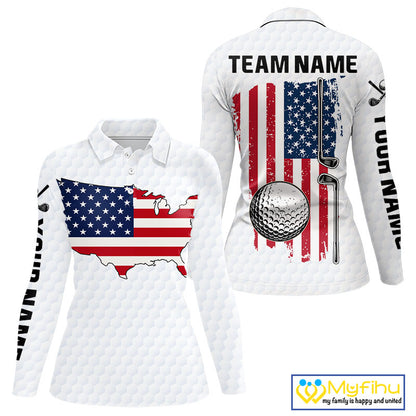 Personalized American Flag Women golf polo shirts Custom Patriotic Golf outfit For ladies NQS10183