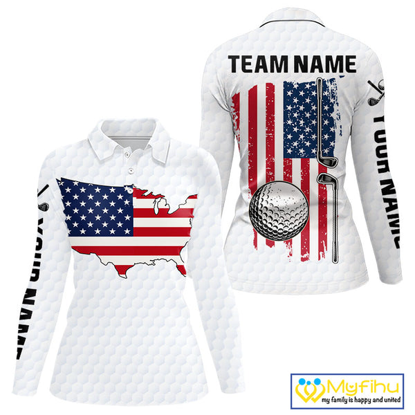 Personalized American Flag Women golf polo shirts Custom Patriotic Golf outfit For ladies NQS10183