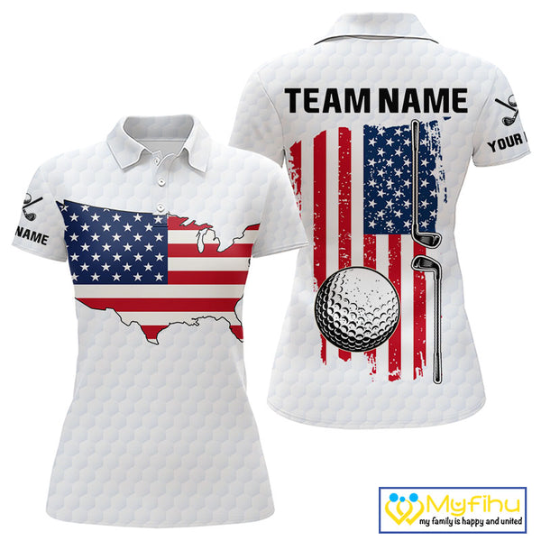 Personalized American Flag Women golf polo shirts Custom Patriotic Golf outfit For ladies NQS10183