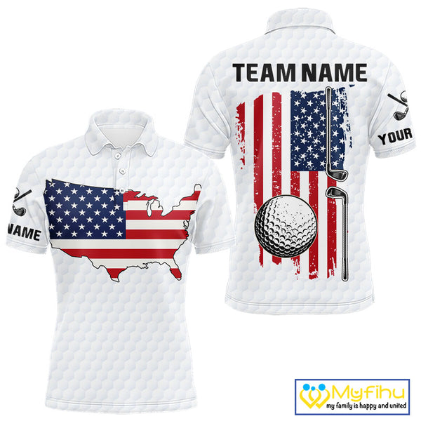 Personalized American Flag Men golf polo shirts Custom Patriotic Golf outfit For men NQS10183