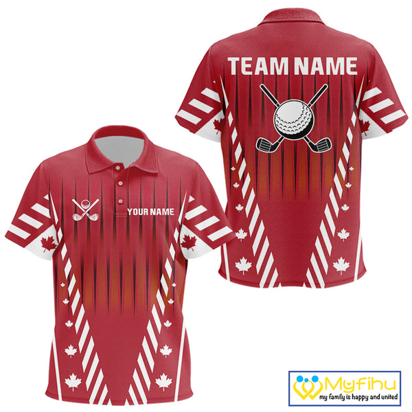 Red and White maple leaf Canadian Kid golf polo shirt Custom Patriotic Golf attire For Kid NQS10185