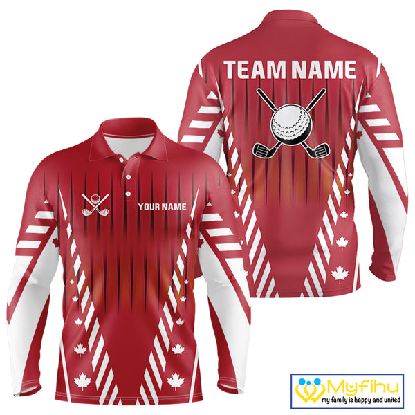 Red and White maple leaf Canadian Men golf polo shirt Custom Patriotic Golf attire For men NQS10185