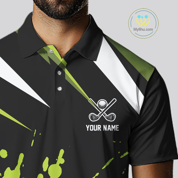 Black and Green Skull Golf polo shirts For Men Custom team golf outfits men, cool golf gifts NQS10025