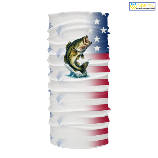 Red, White and Blue American Flag Bass Fishing custom patriotic Bass performance Fishing Shirts NQS10034