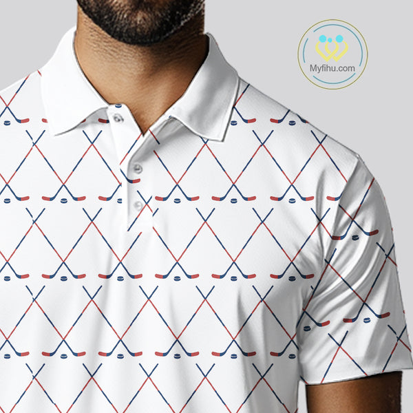 Red, White and Blue golf clubs pattern Men golf polo shirt Custom Patriotic golf outfits for men NQS10198