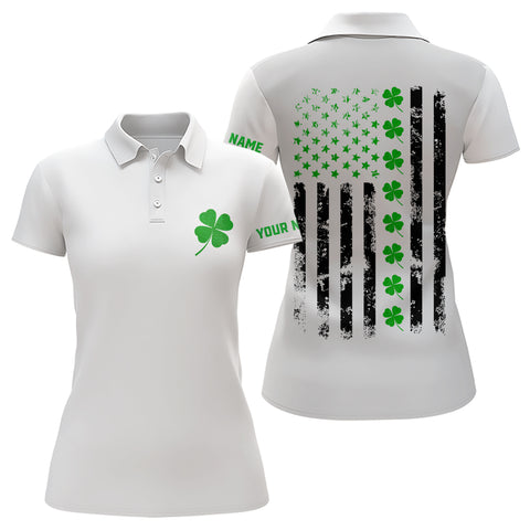 Womens golf polos shirts custom American flag green shamrock st patrick's day patriotic women golf top NQS7041