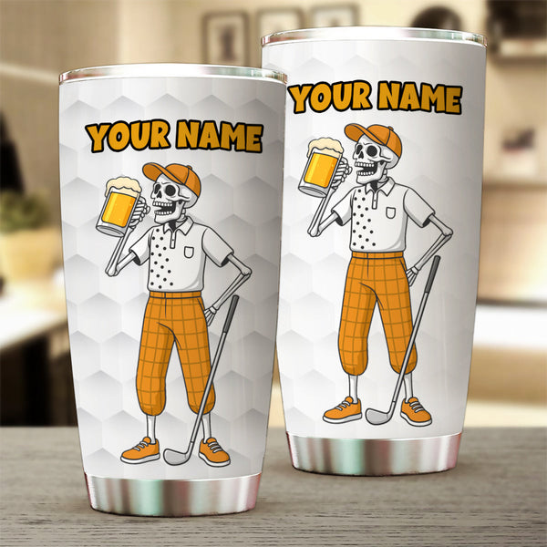 1PC Funny Skull White Golf Beer Tumbler Custom Stainless Steel Tumbler Cup - personalized golf gifts NQS9881