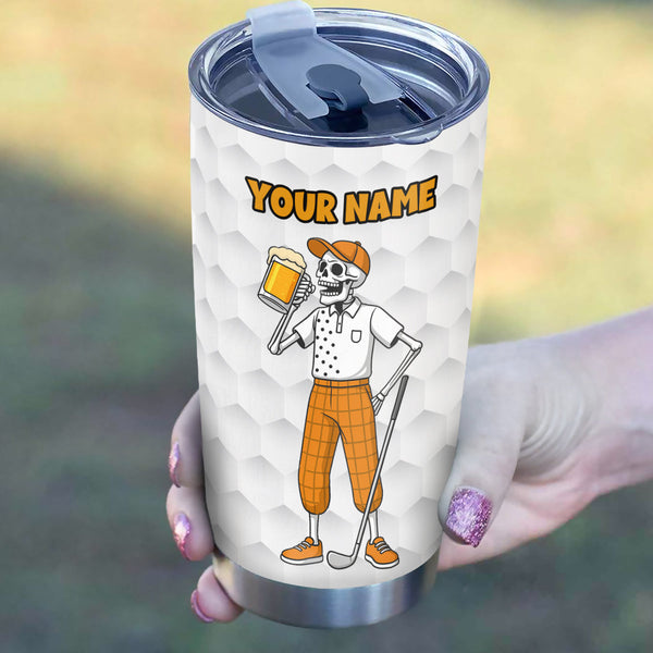1PC Funny Skull White Golf Beer Tumbler Custom Stainless Steel Tumbler Cup - personalized golf gifts NQS9881