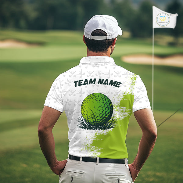 Green and White golf camo Men golf polo shirts custom golf wear for mens, best golf gifts NQS10170